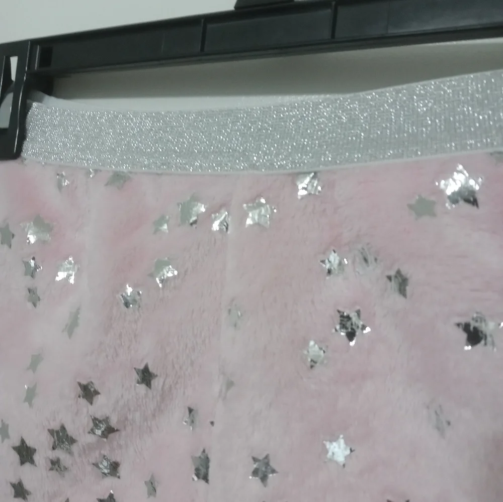 More than Magic Calm barbie pink Faux Fur Silver Stars Fleece Pajama Shorts L